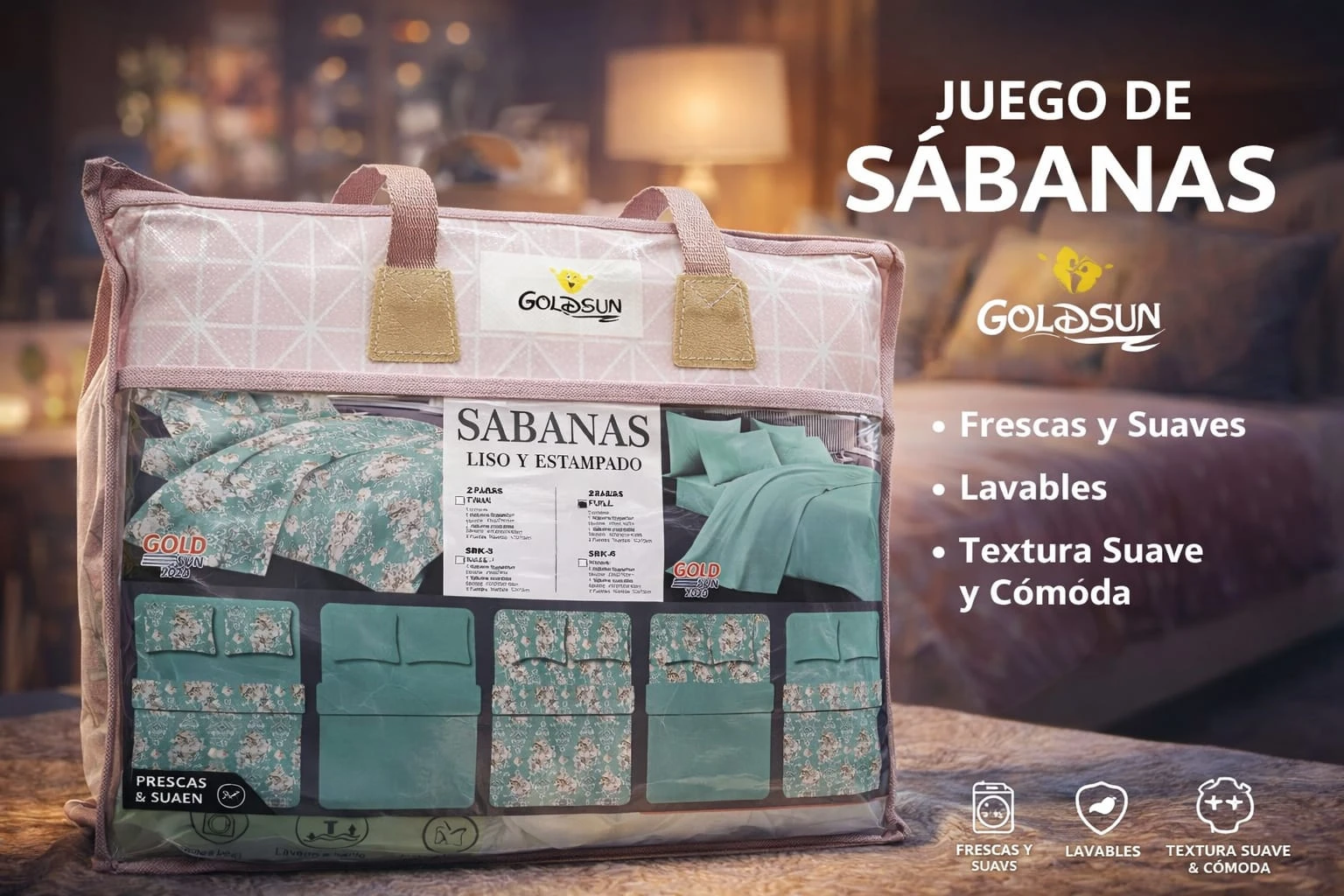 Sabana Goldsun 2 Juegos Liso/Estampado