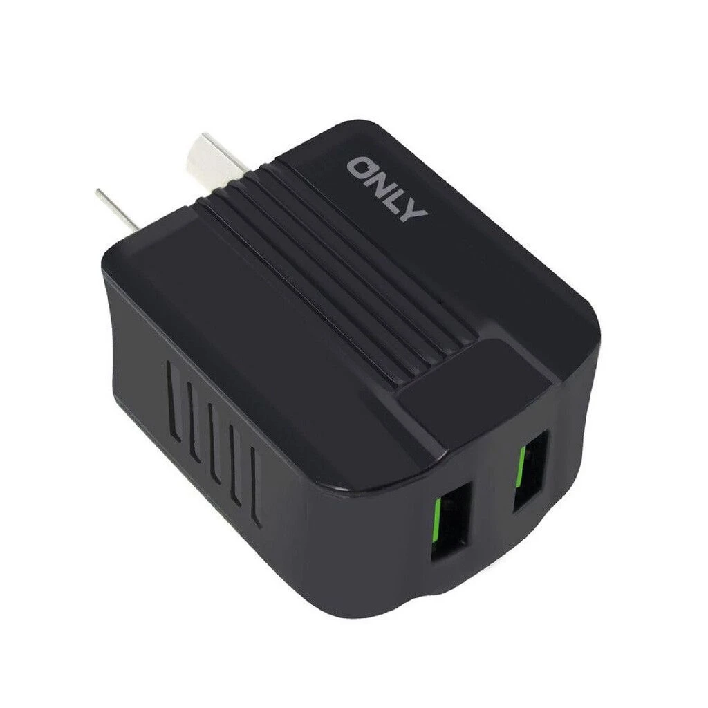 CARGADOR 220V ONLY MOD06 – 2 USB + CABLE V8 – NEGRO 2