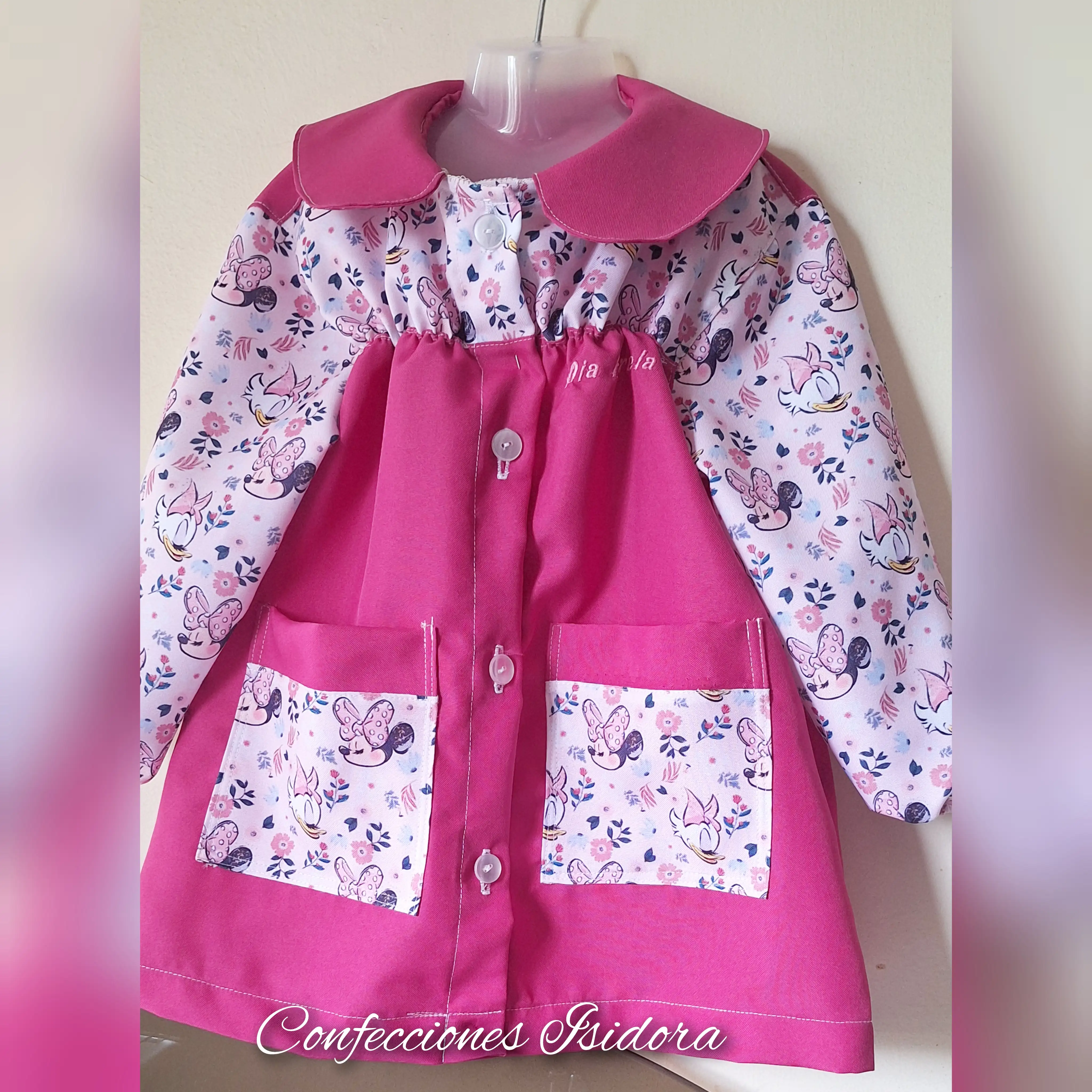 Delantal fruncido minnie , fucsia  2