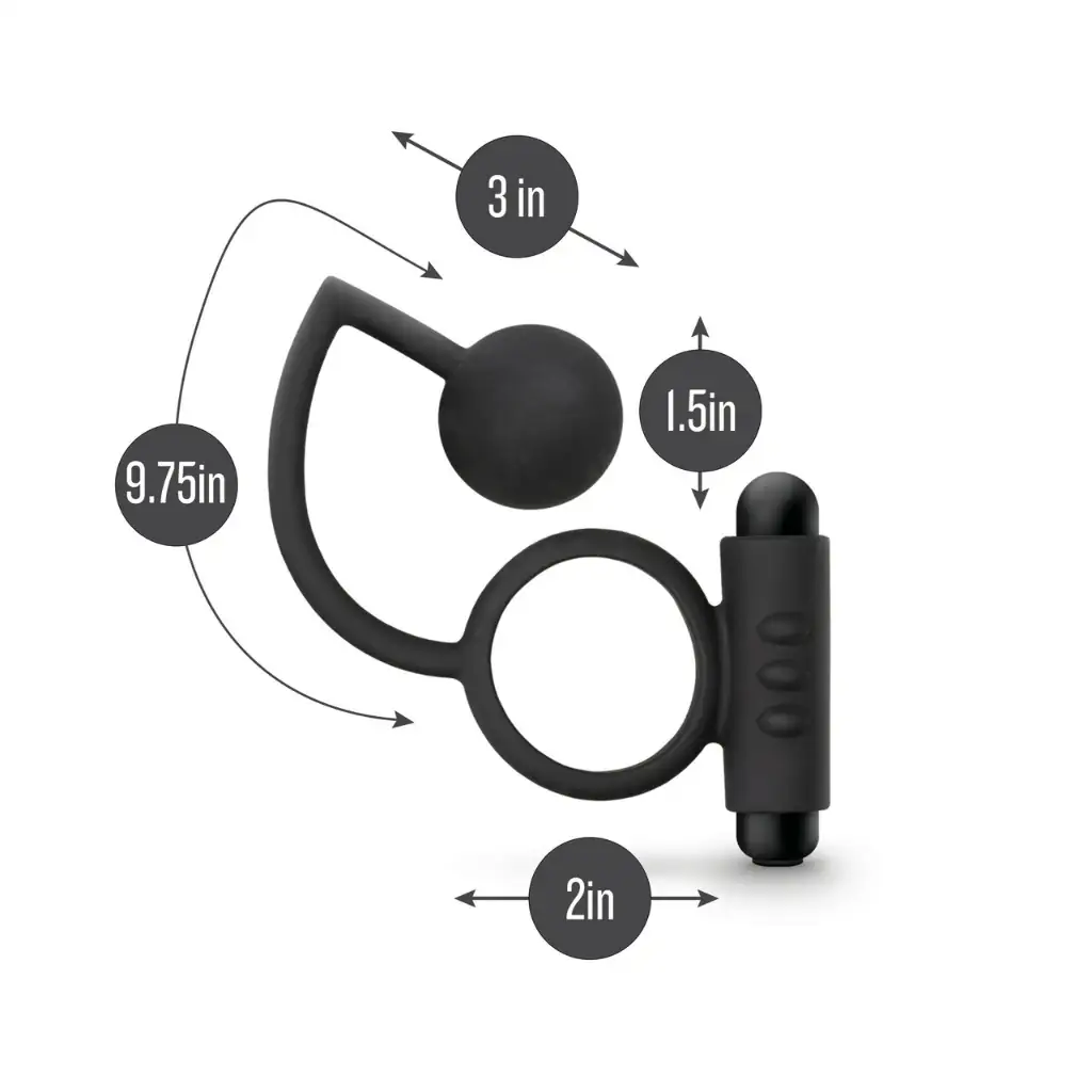 Silicone Anal Ball with Vibrating C-Ring Black 5