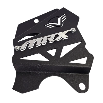 Mrx 150 protector de piñon acero negro logo 3d cromado ML