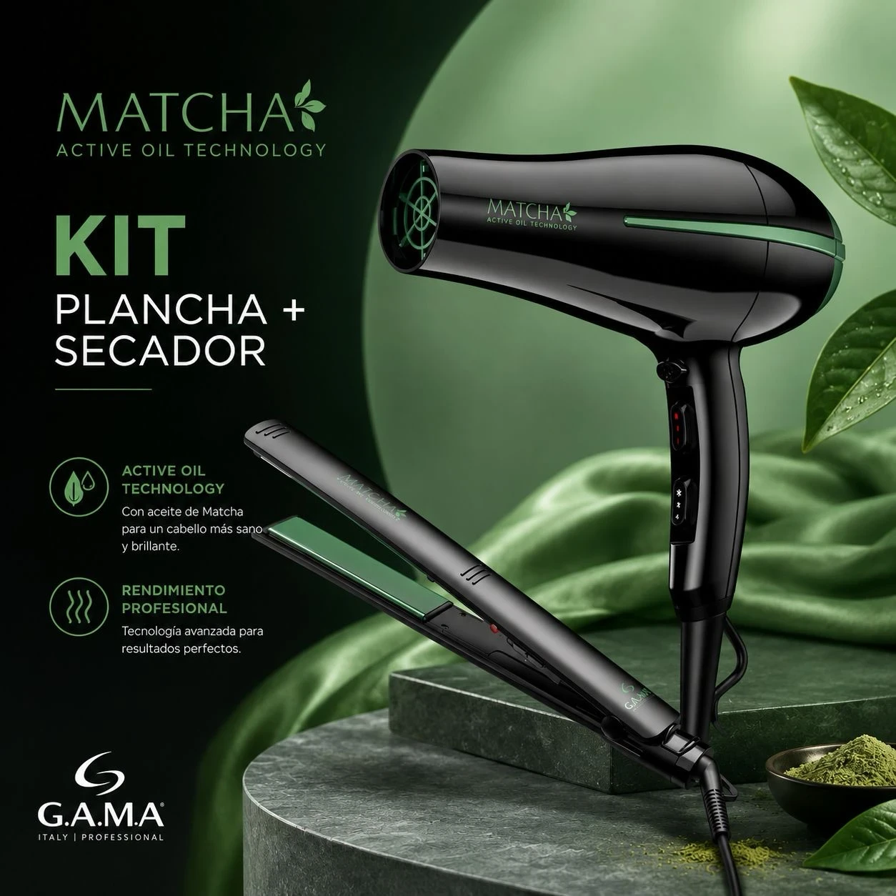 COMBO GAMMA MATCHA Plancha + Secador