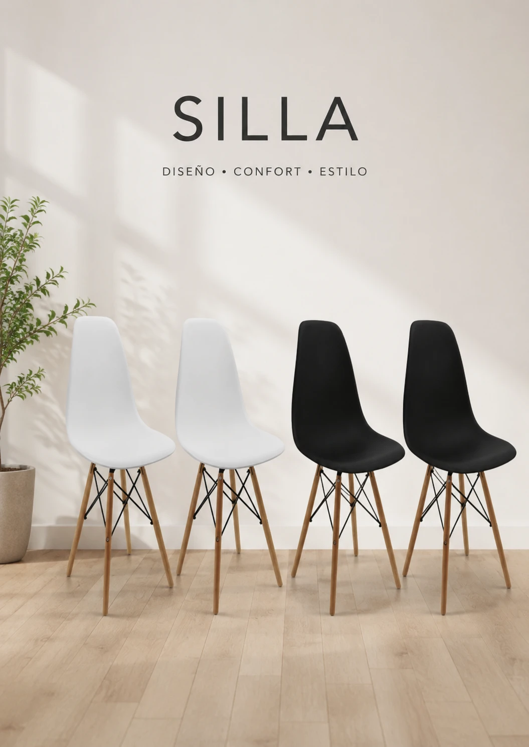 SILLA EAMES X4 UNIDADES 
