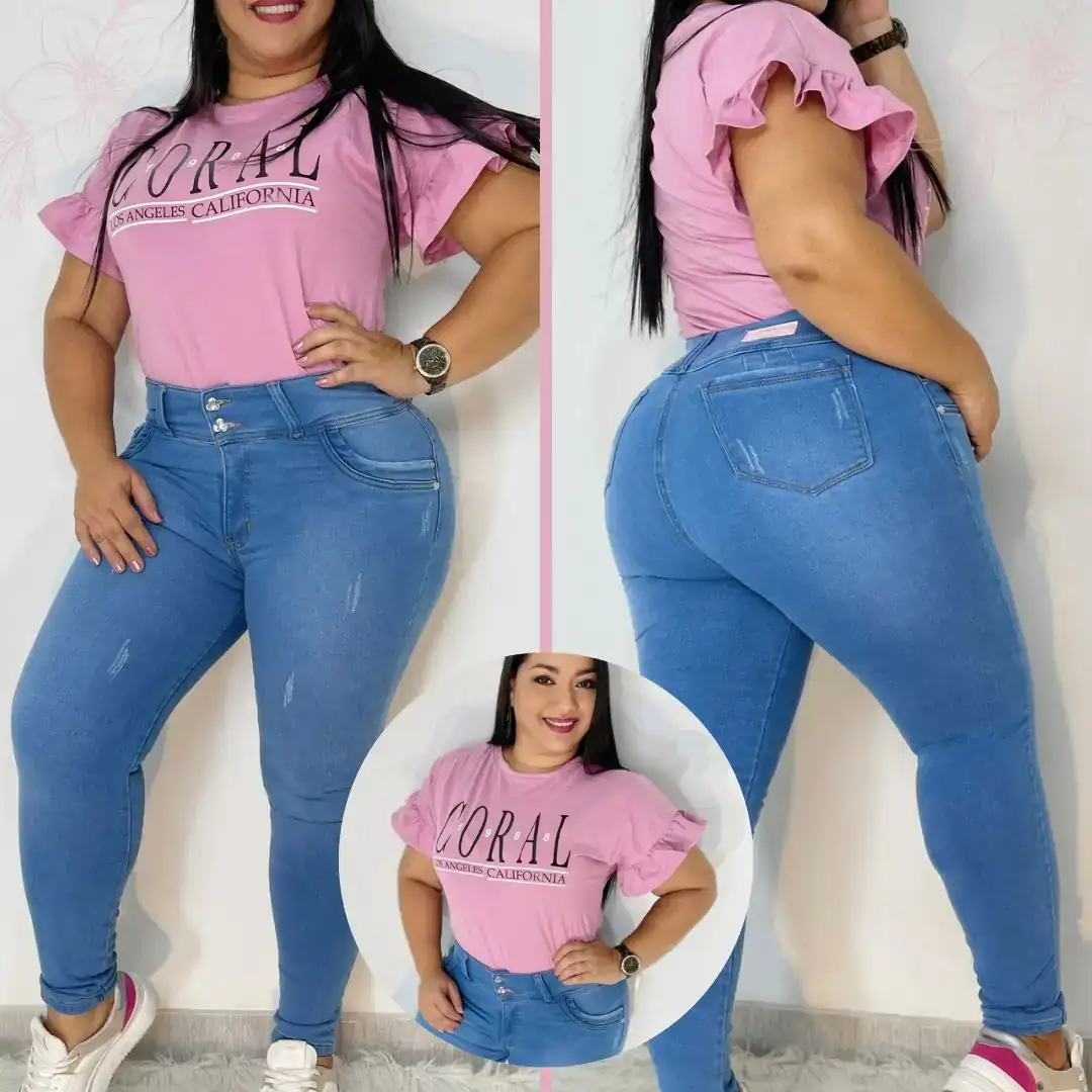 Jean's Azules de 2 Botones Talla Plus 