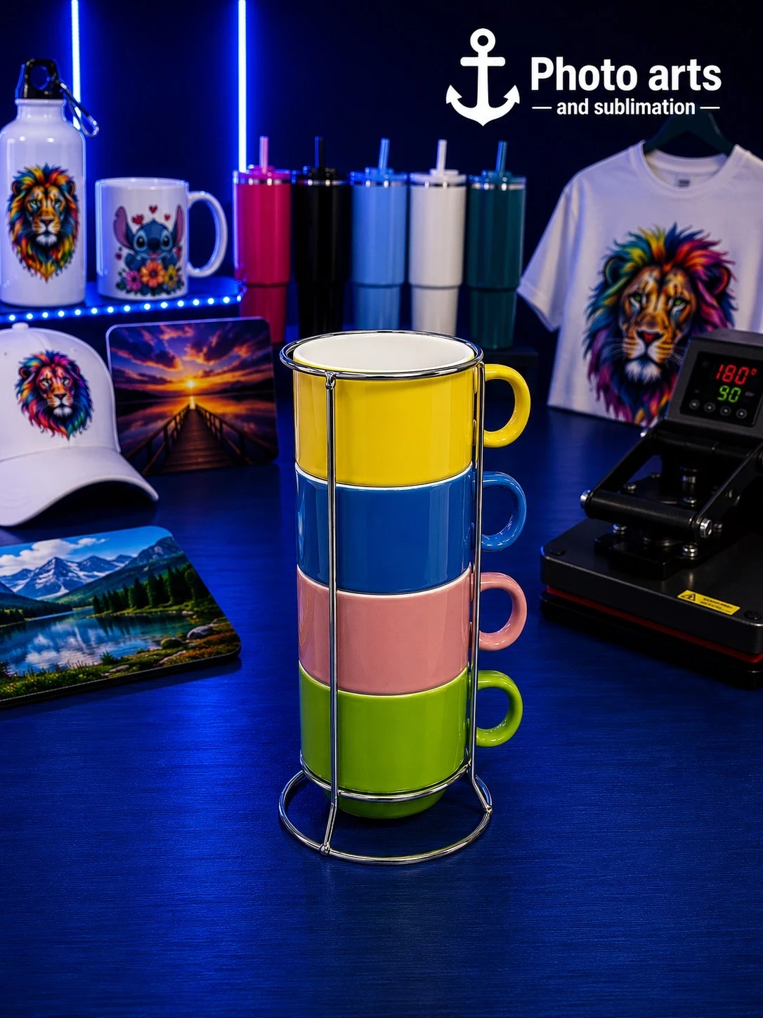 Mug Pastel Apilable 6onz *4 unidades 