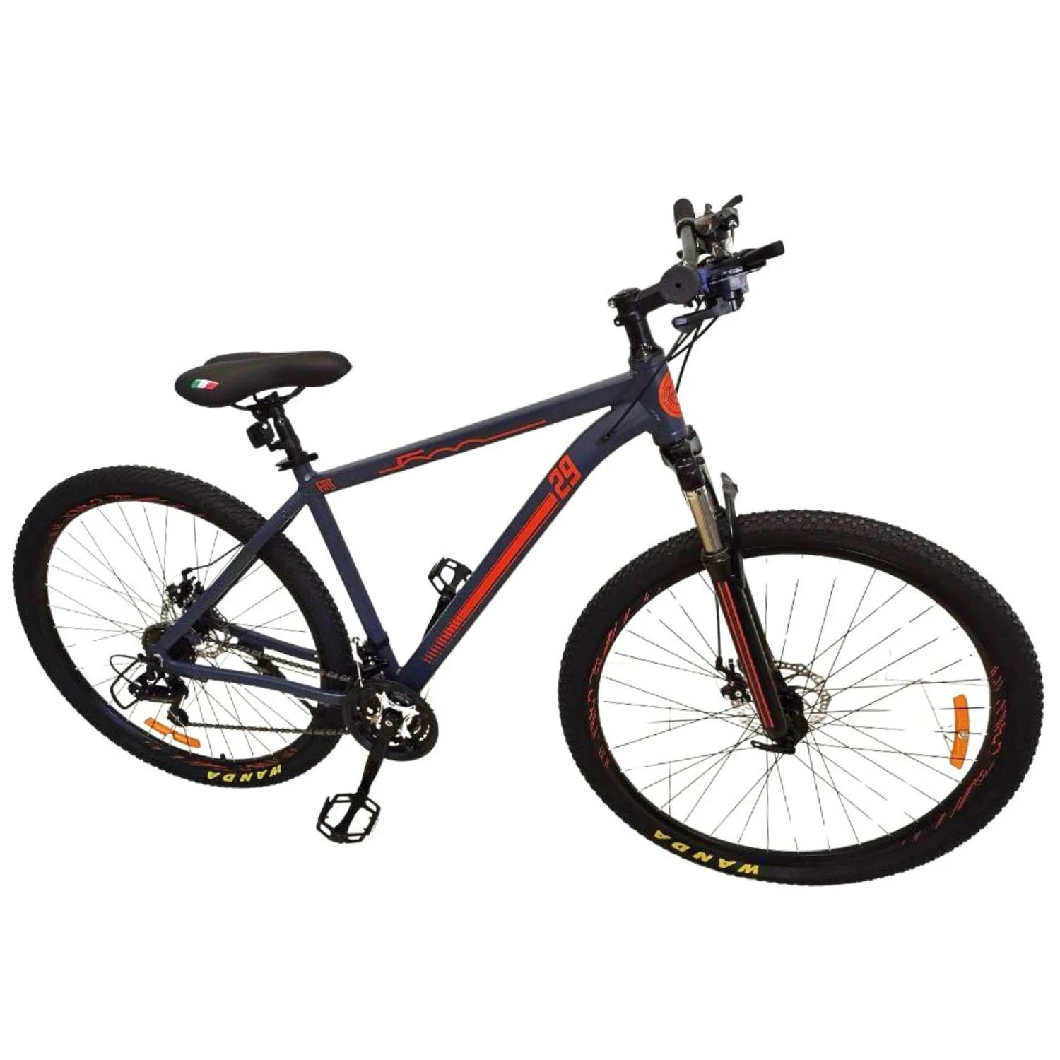 BICICLETA MTB RODADO 29 FIAT 500 21 VELOCIDADES SHIMANO GRIS TOPO CON NARANJA TALLE M