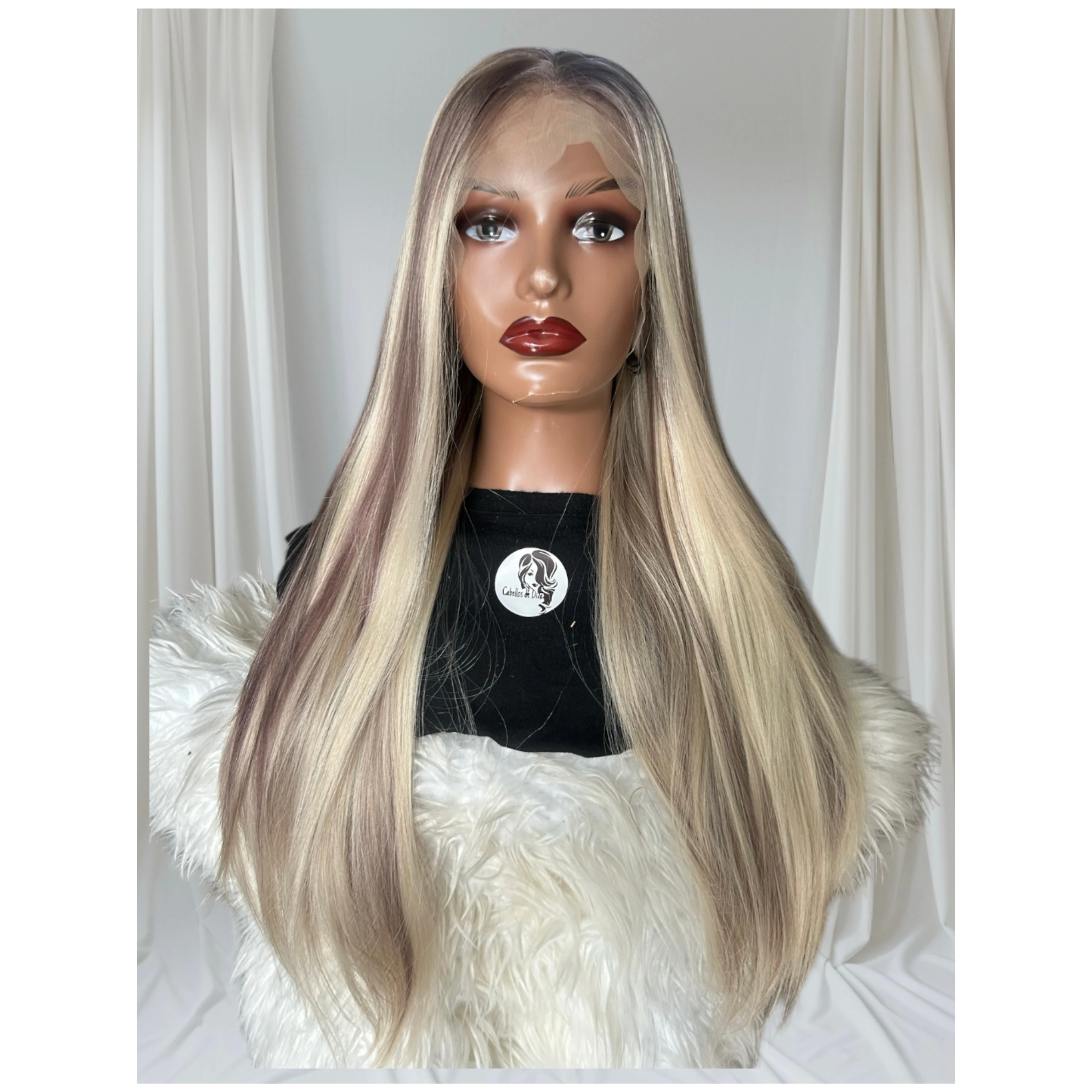 Peluca de cabello Semi Natural  fronral lace 13x4, 26 pulgada 