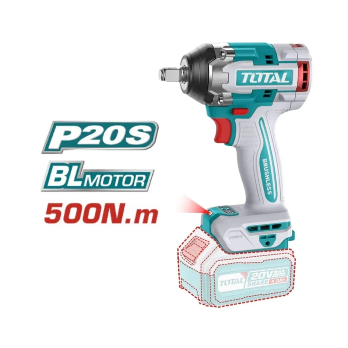 TOSLI240202-TIWLI20501 Taladro percutor + llave de impacto 500nm + rotomartillo + amoladora total  8