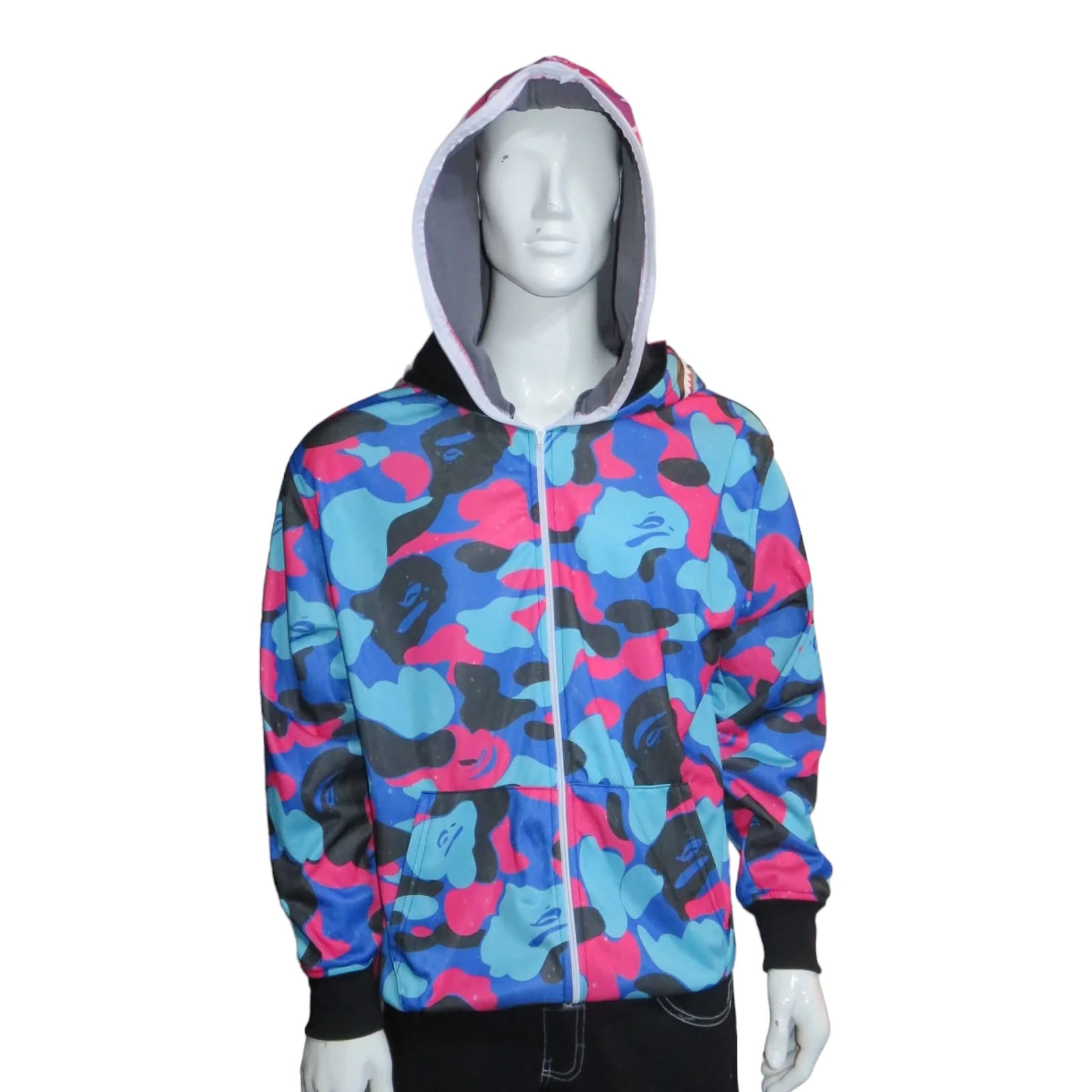 Chamarra doble gorro shark colores moteada