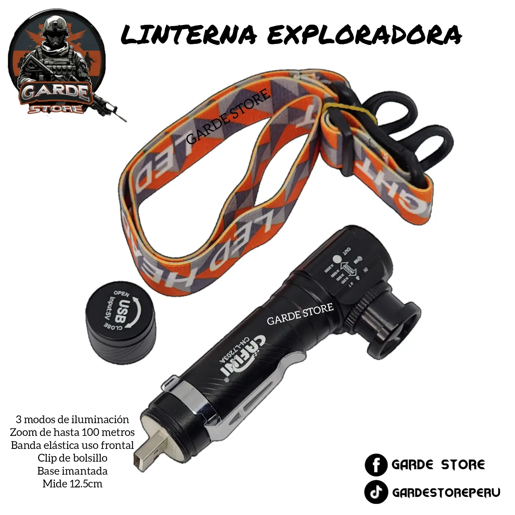 Linterna frontal magnética y con clip 4