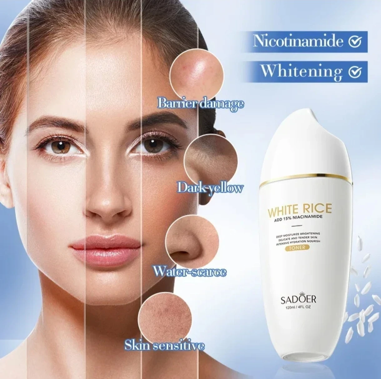 SADOER White Rice Toner – Tono uniforme y piel renovada 🥰❤️ 2