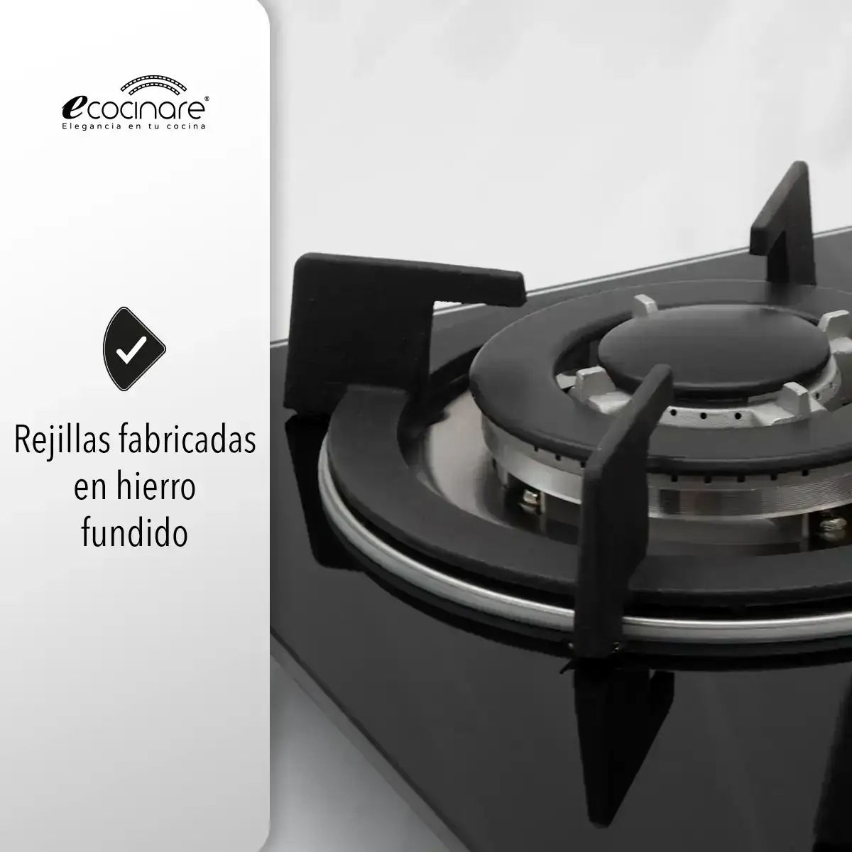 Parrilla empotrable 4 quemadores color negro 3