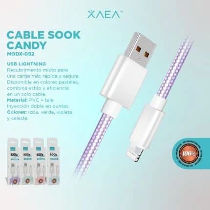 CABLE USB LIGHTNING MODX-092 – SOOK CANDY – XAEA – VERDE 6