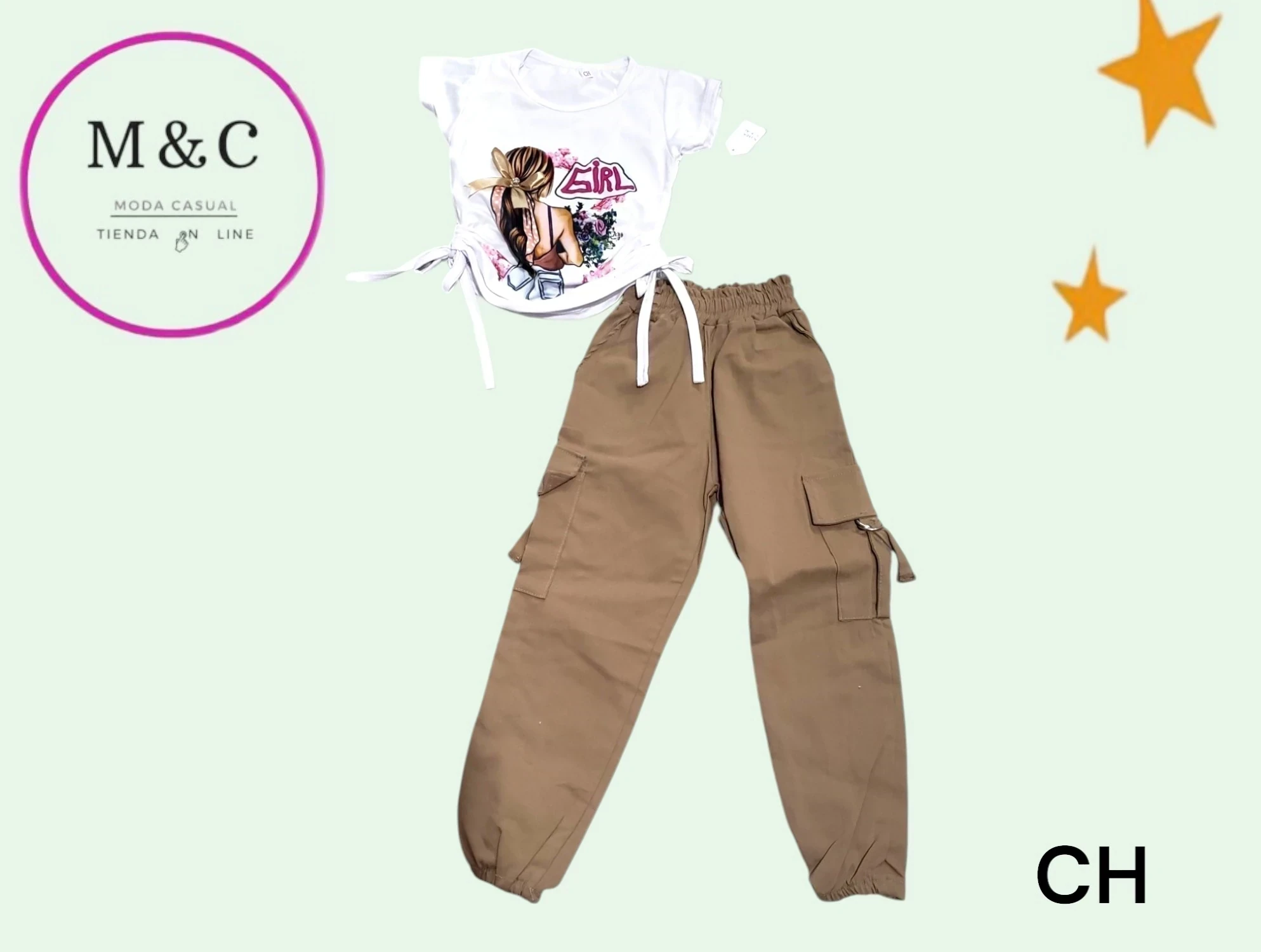 Conjunto casual de pantalon cargo