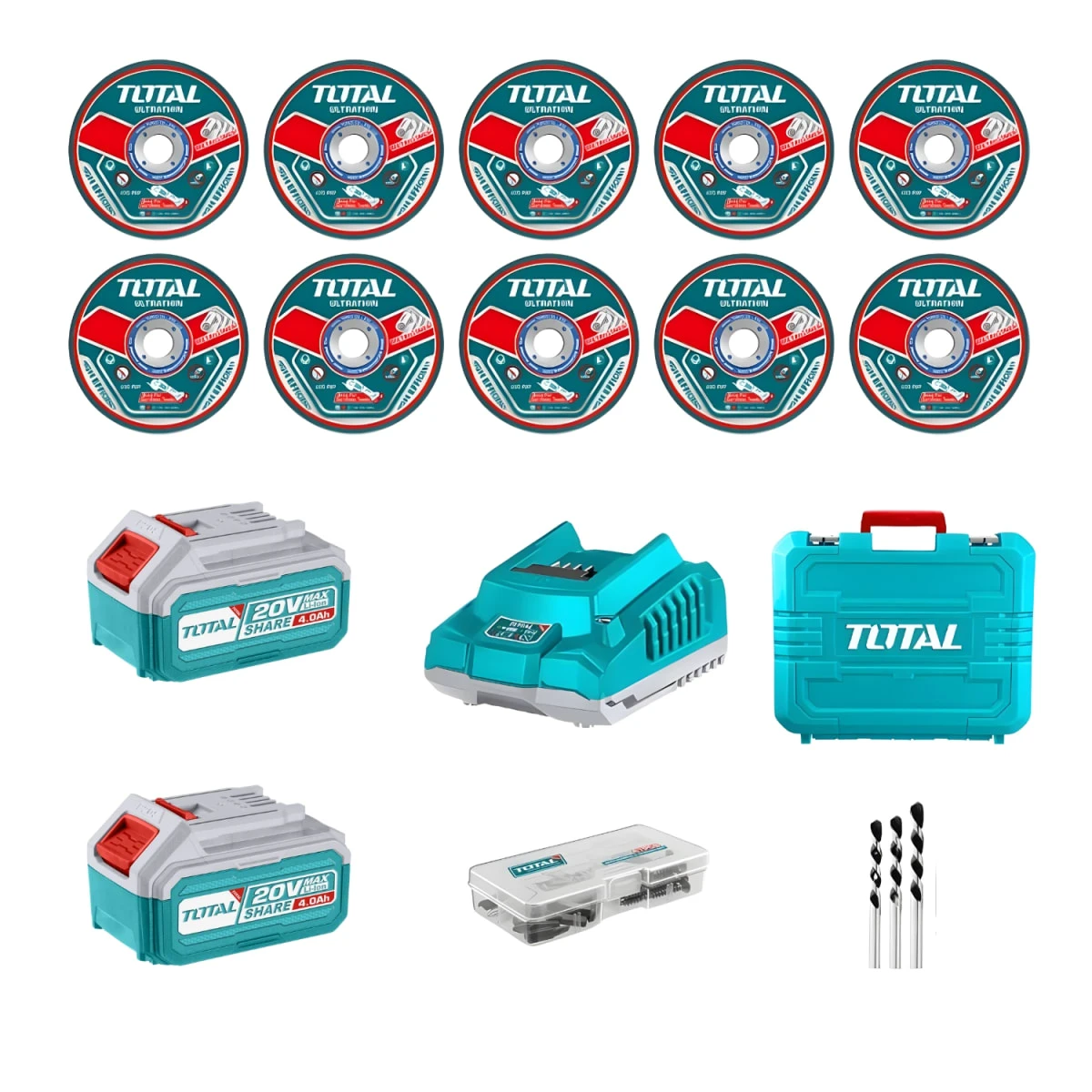 TAGLI21154-TIDLI20668 Amoladora angular 4 ½" inalámbrica total + taladro percutor 66nm con bateria y cargador 4