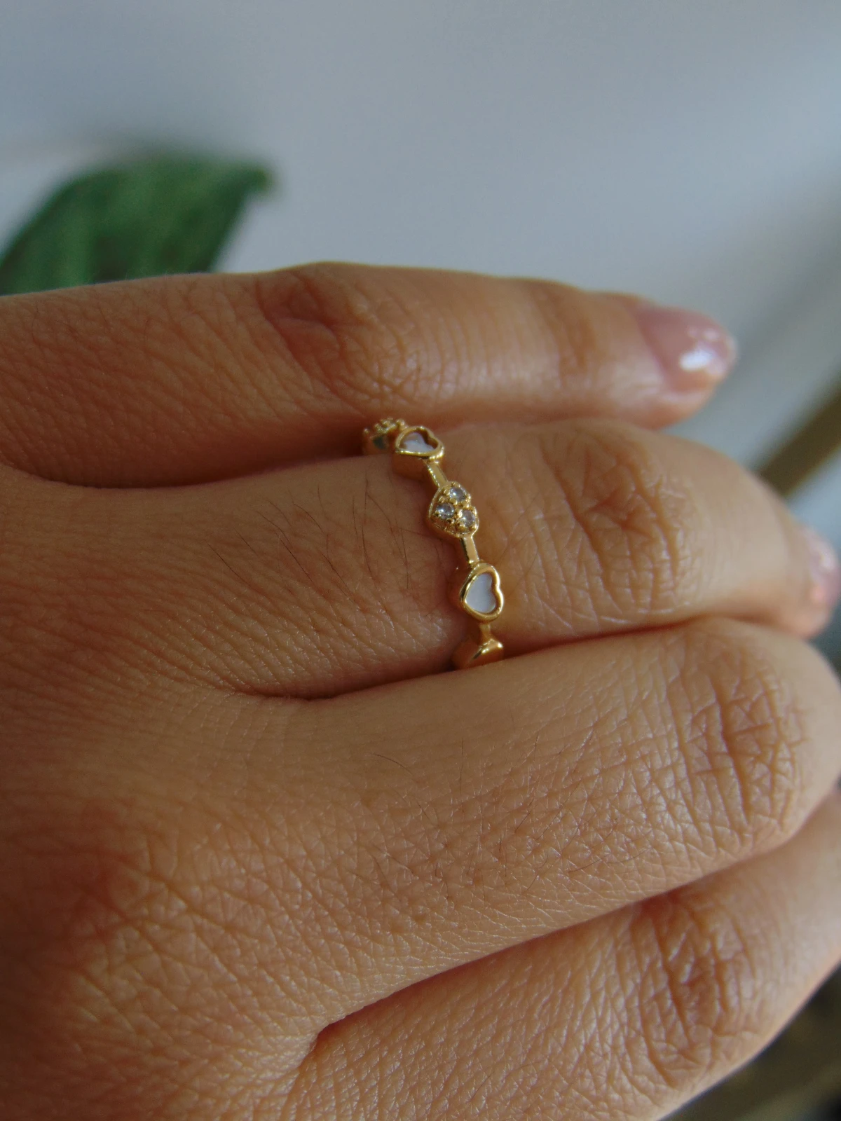 ANILLO ACERO DOR MINI CORAS NACAR
