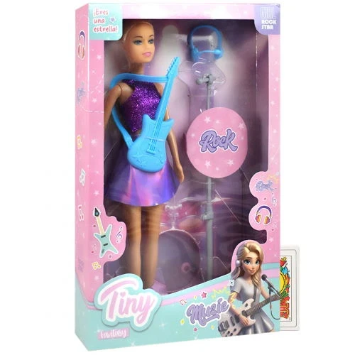 MUÑECA TINY ROCKER CON GUITARRA ELECTRICA Y MICORFONO