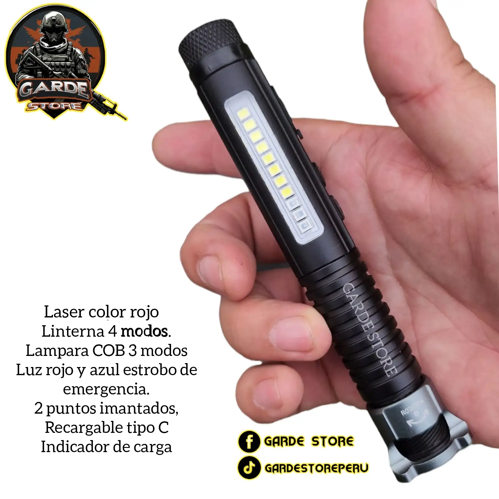 LINTERNA TÁCTICA CON LÁSER Y ESTROBO.  3