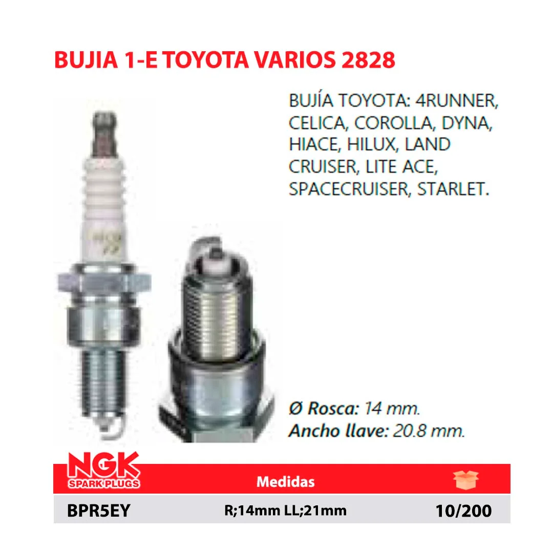 BUJIA 1-E TOYOTA VARIOS 2828 R;14mm LL;21mm