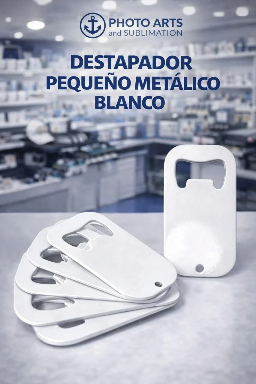 Llavero Destapador Pequeño Metalico Blanco