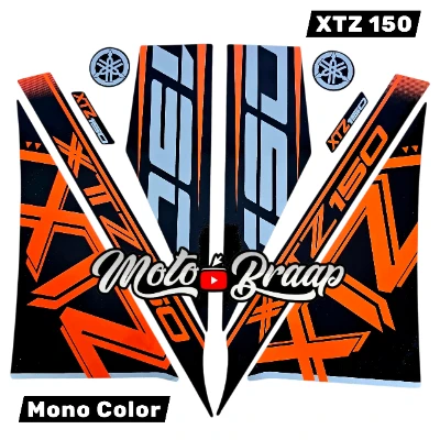 XTZ 150 Calcomanias 2025 MONOCOLOR Naranja negro gris