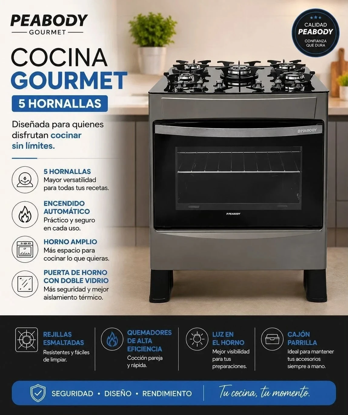 Cocina PEABODY 5 Hornallas Cp5h730