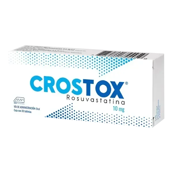 CROSTOX 10 mg Rosuvastatina 10 mg, caja con 30 tabletas