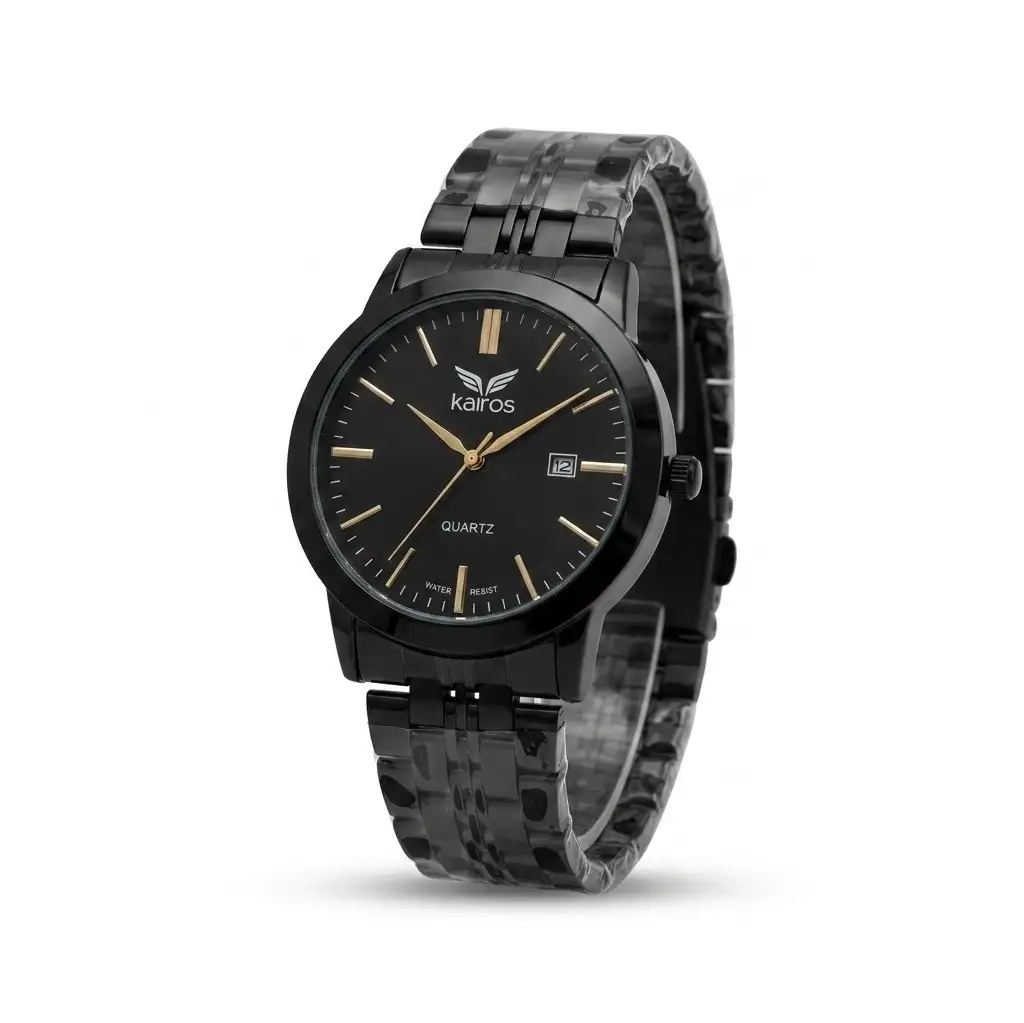 Reloj Kairos Original Acero Análogo Negro Fondo Negro
