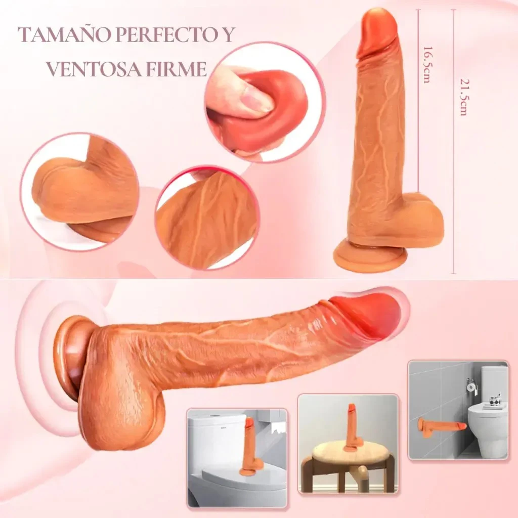 Dildo Realista con Empuje Automático y Calor 21,5 cm 4