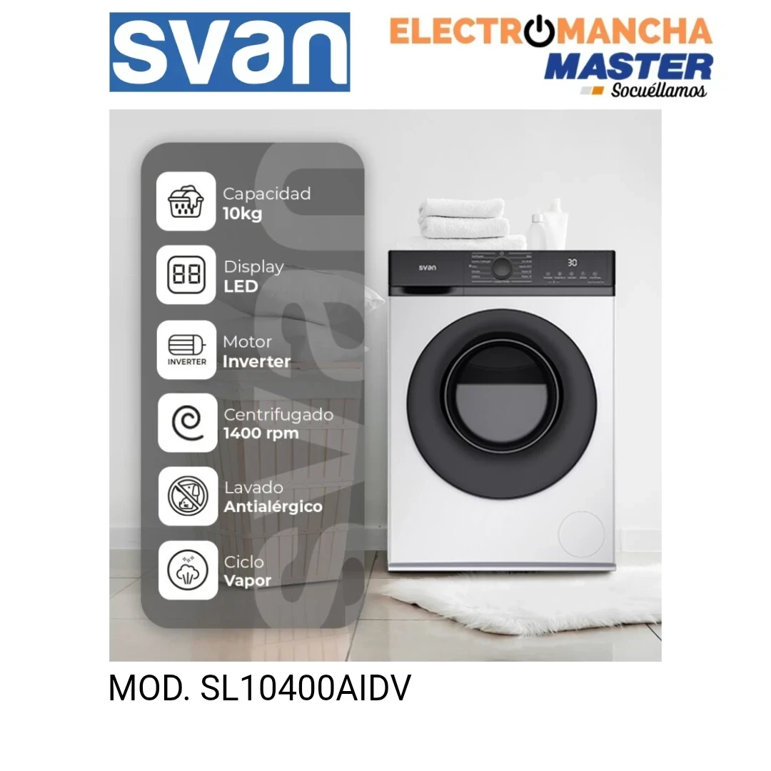 LAVADORA SVAN SL10400AIDV 10 KG. 1400 RPM. A 3
