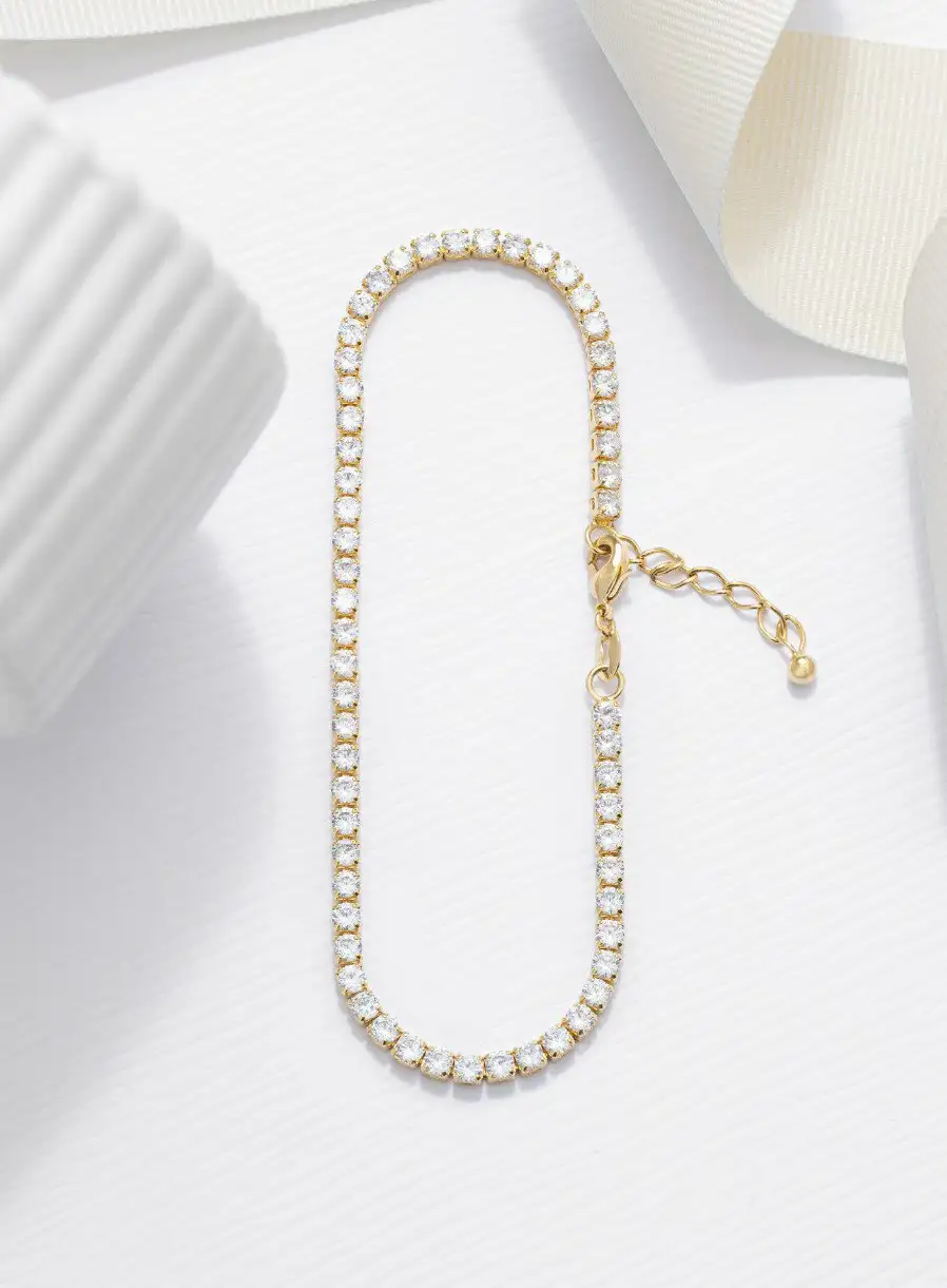 Tobillera Circonias Cristal Unisex 22cms + Extensor 
