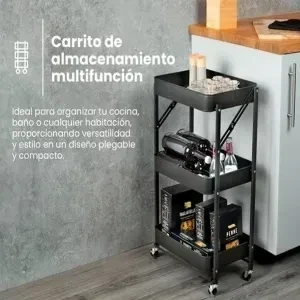 CARRO ORGANIZADOR METALICO PLEGABLE (NEGRO)