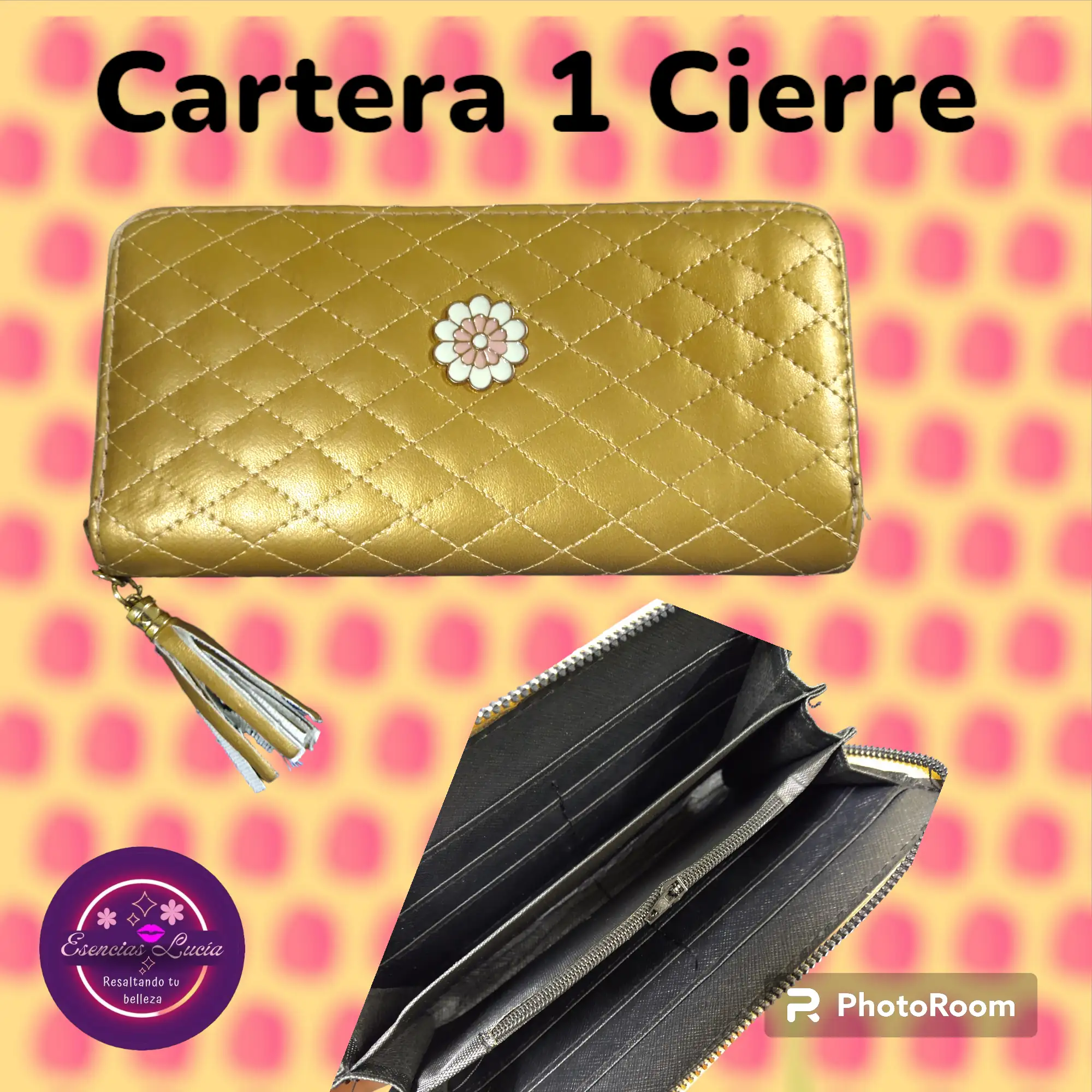 Cartera de 1 cierre Dorado