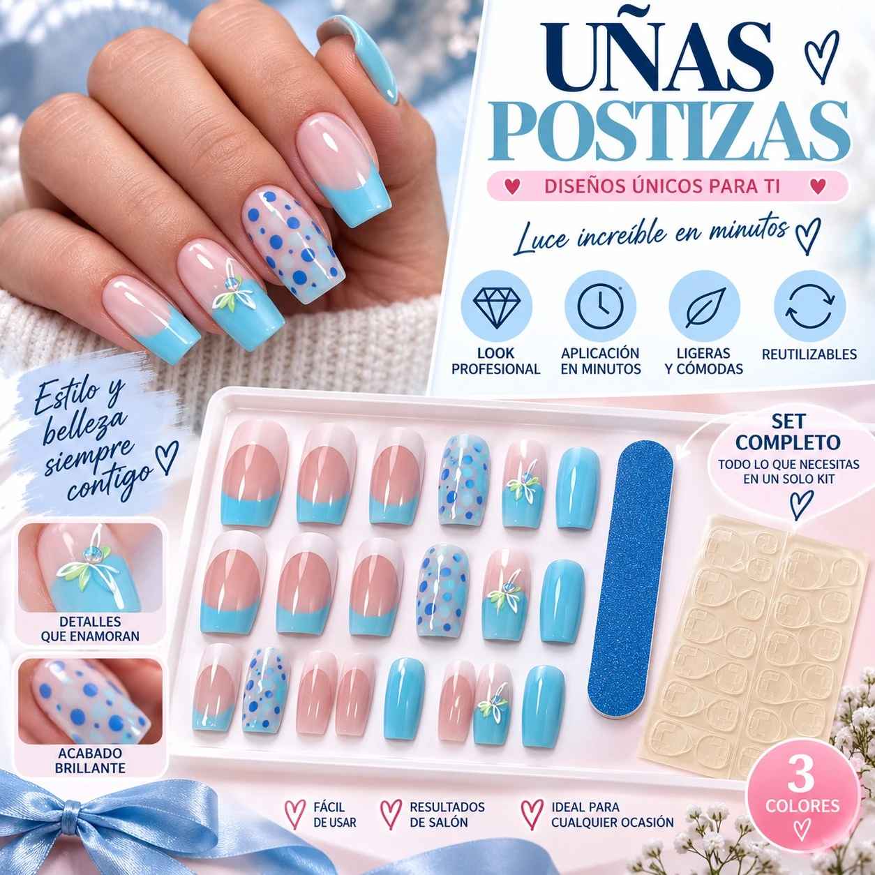 lumera caja de uñas press ocean blue