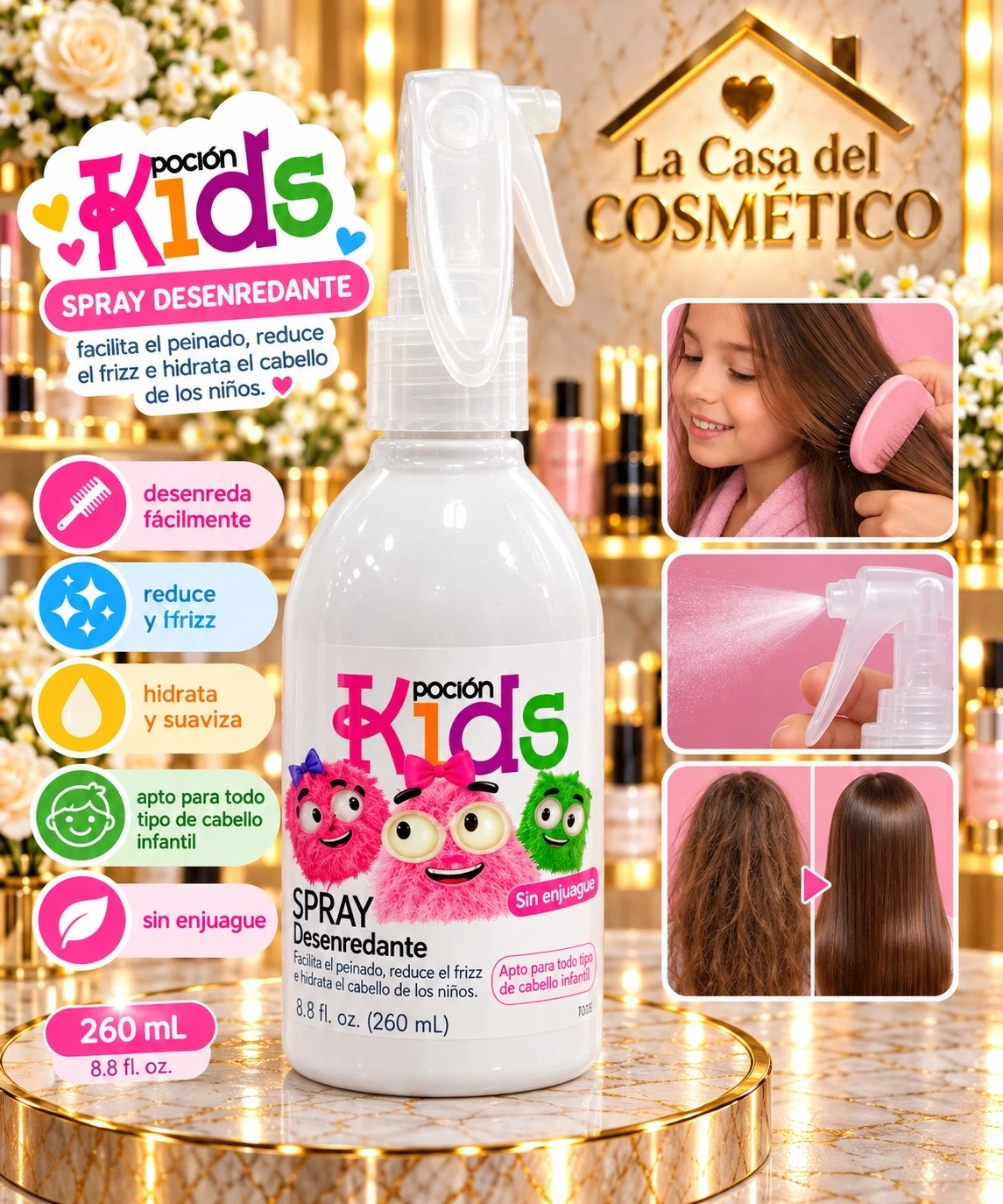 la pocion spray desenredante antinudos kids