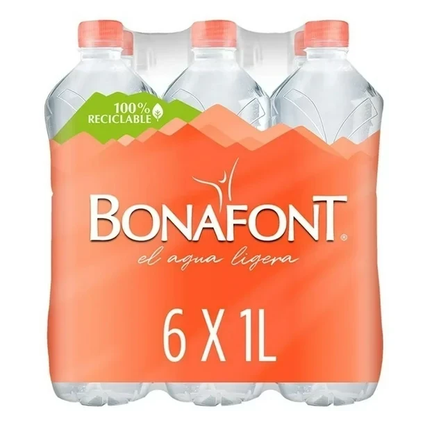 Agua Bonafont natural pack 6 botellas 1 l