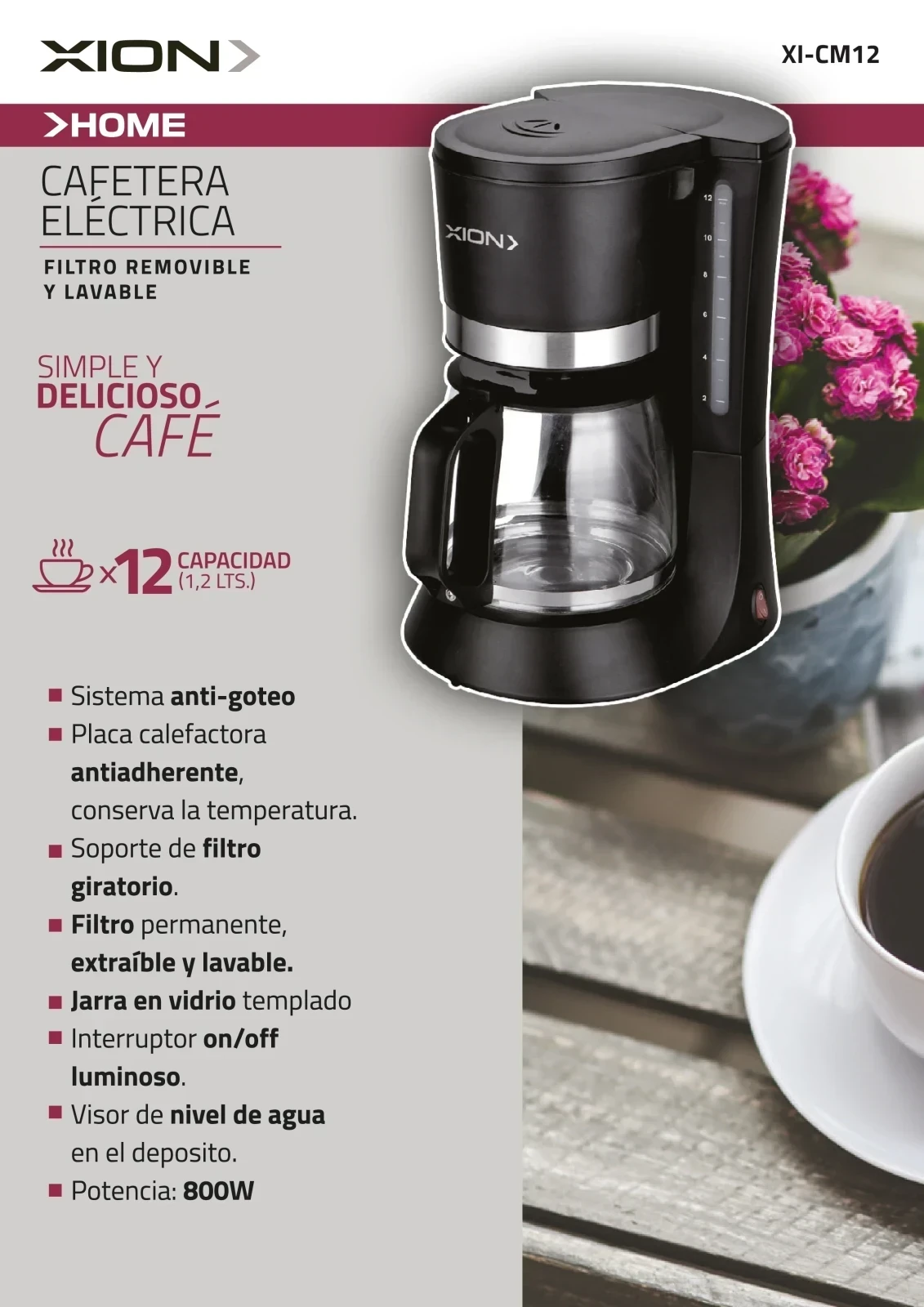 Cafetera de Goteo 12 Tazas 𝙓𝙄𝙊𝙉 2