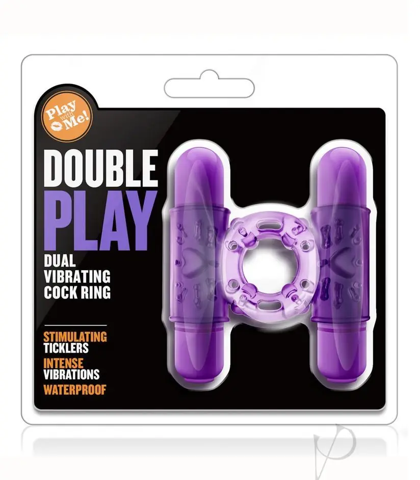 PLAY WITH ME - DOUBLE PLAY - DUAL VIBRATING COCK RING - PURPLE