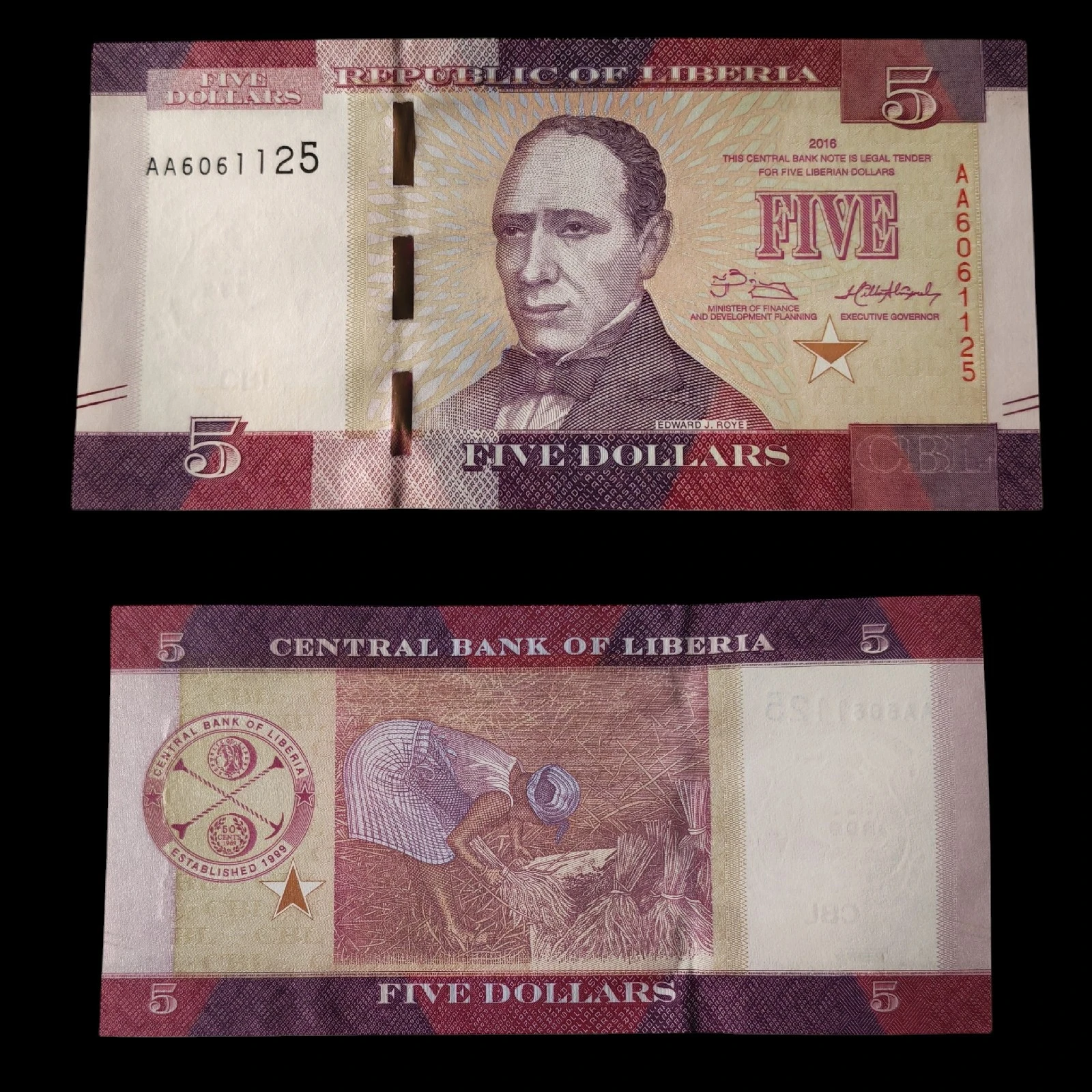 ° Liberia 5 dolares UNC