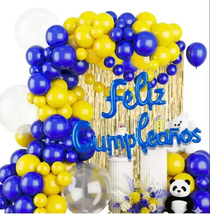 Set super guirnalda globo FC con cortina dorado 100 pcs azul/amarillo 