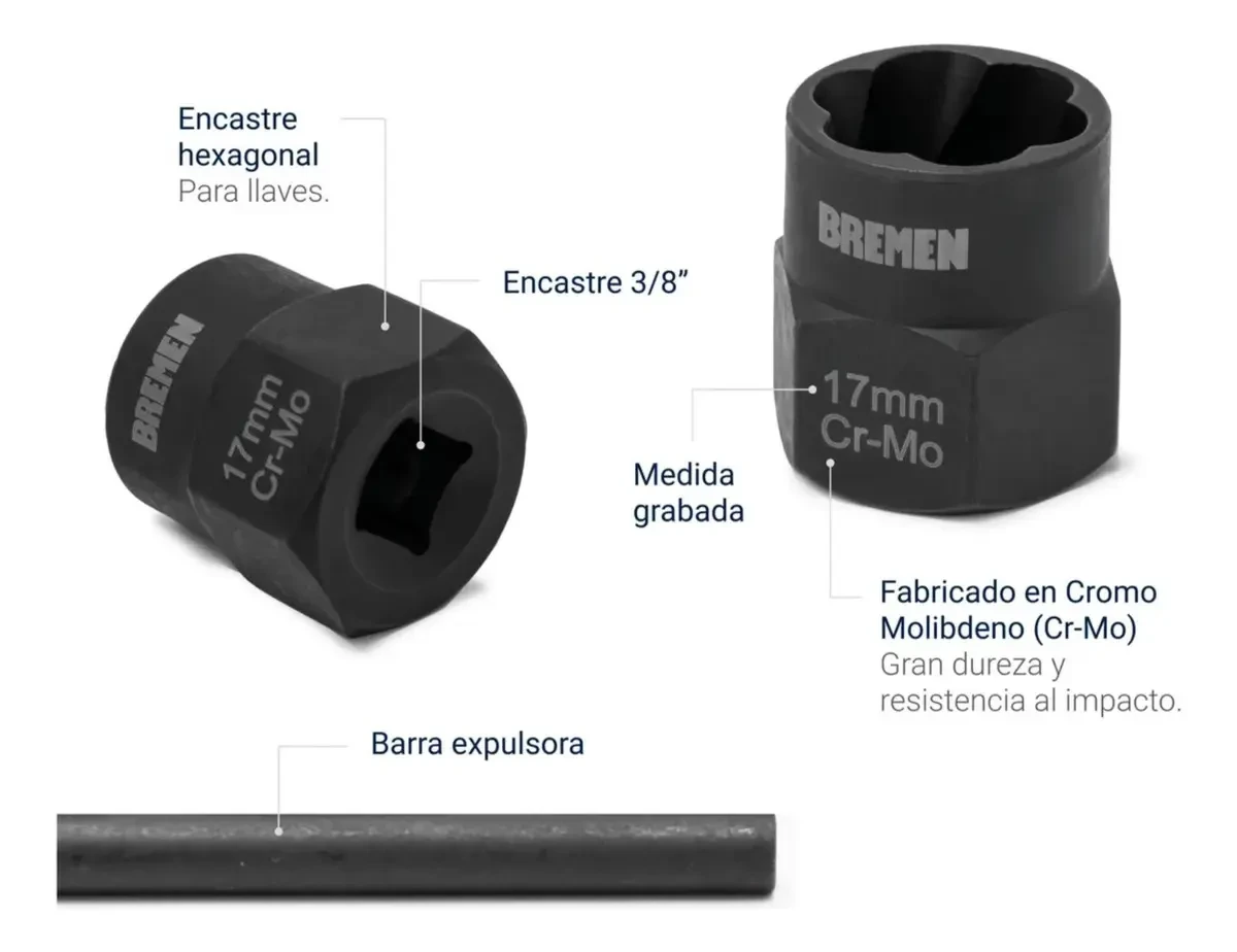 Set Extractor Bulones Y Tuercas Bremen 8342 3/8 10pz Mkb 10