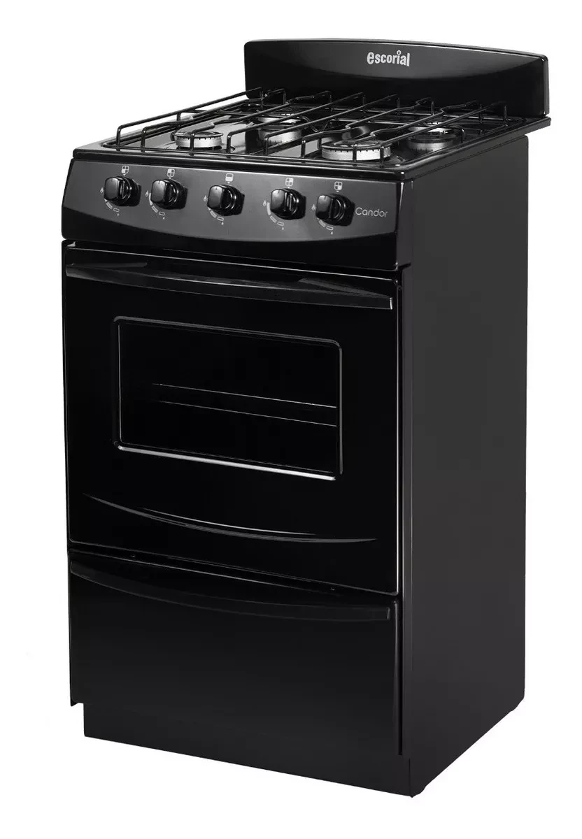Cocina  Escorial Candor S2 Black 4 Hornallas Visor Y Parilla gas natural 2