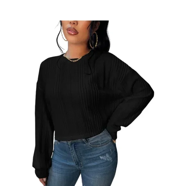 Camiseta corta de hombros caídos tejido