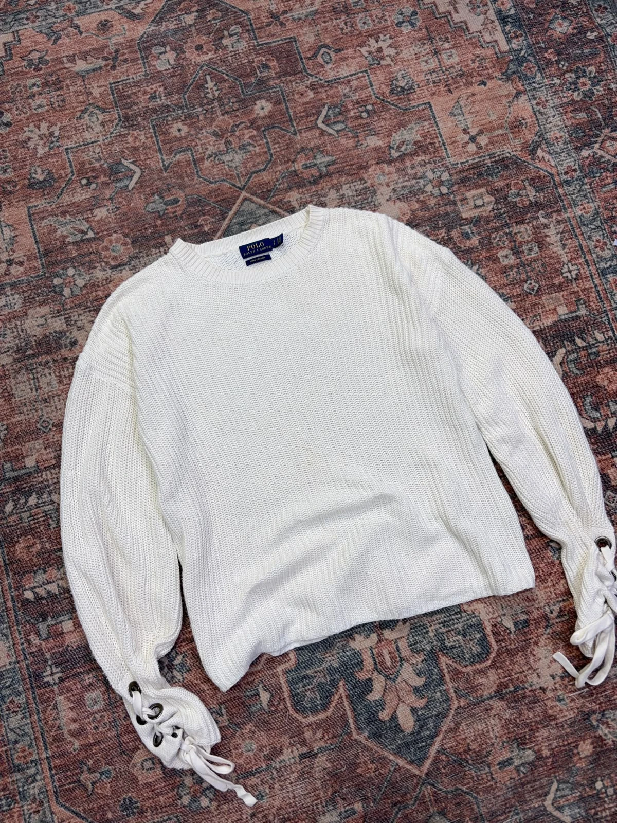 POLO RALPH LAUREN LACE-UP CUFF SWEATER