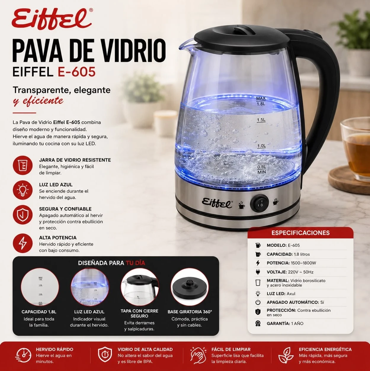 PAVA DE VIDRIO EIFFEL 2 lTS E-605*
