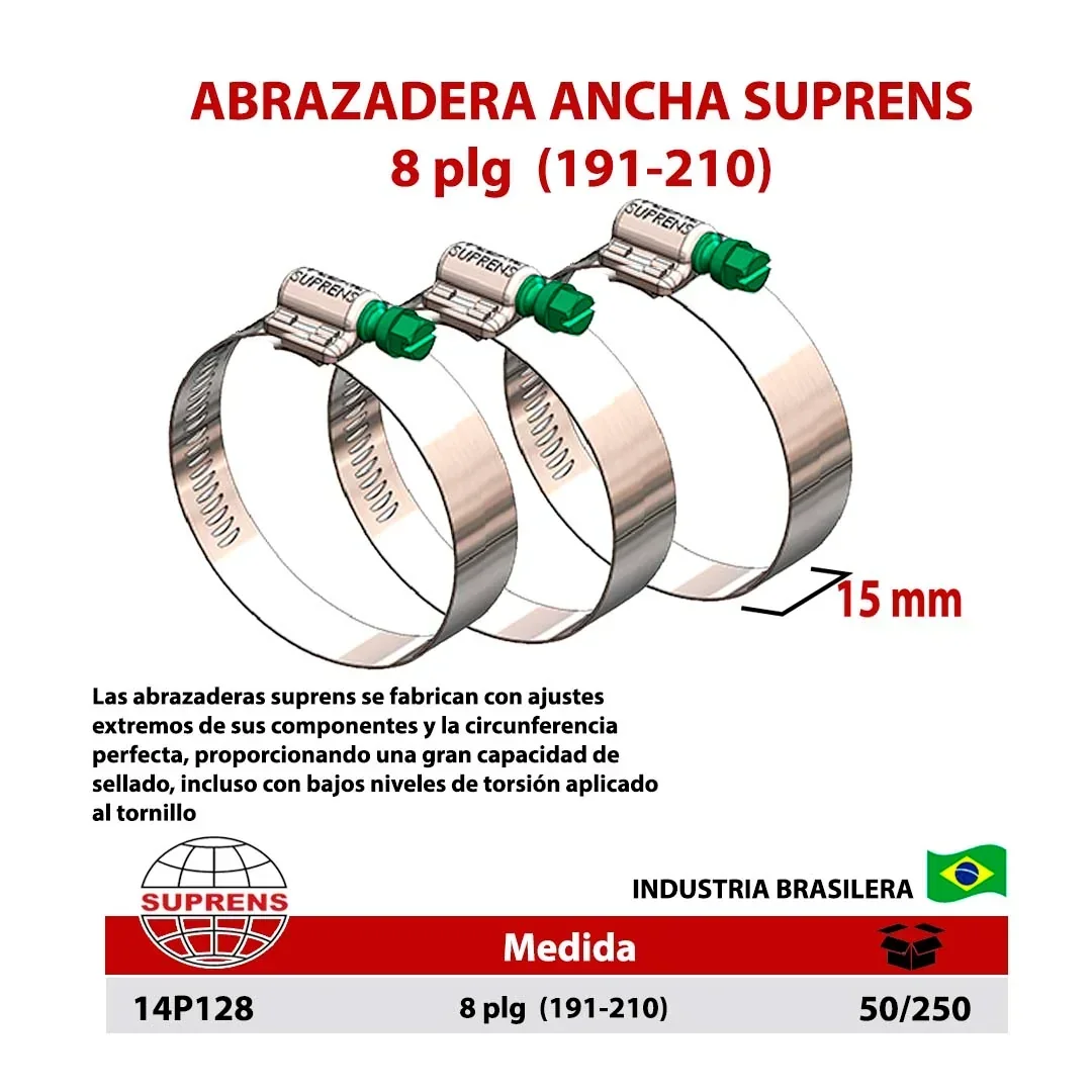 ABRAZADERA PERFORADA SUPRENS 8" (191-210)
