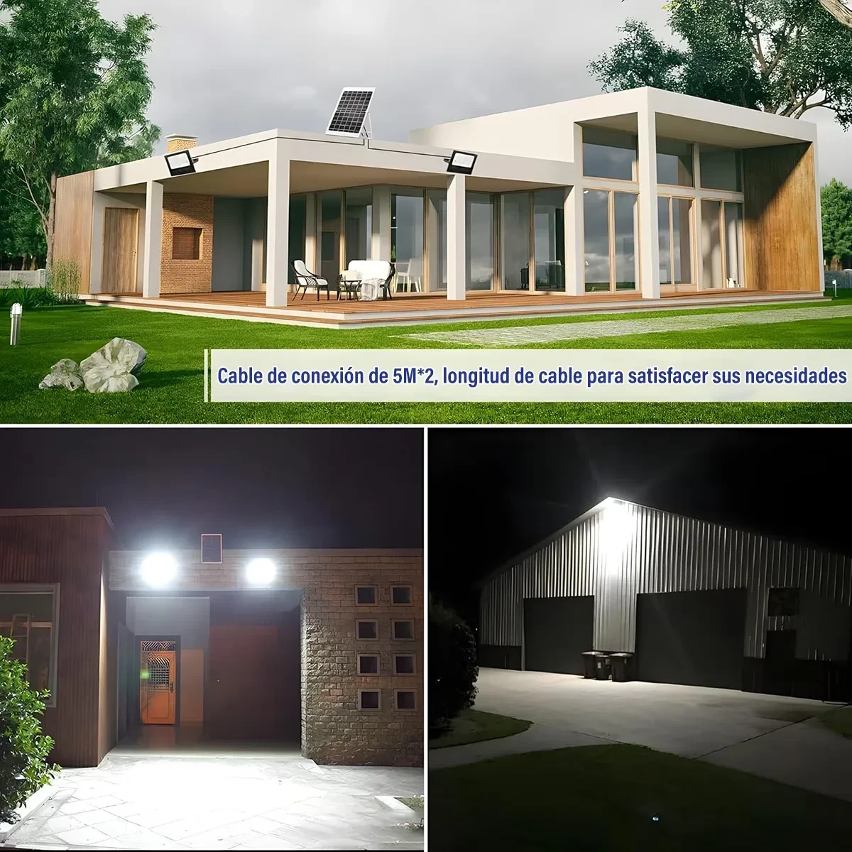 Reflector 300w, Incluye 2 Cables de 5m para Uso en Interior/Exterior, Luz Blanca 6000K,  6