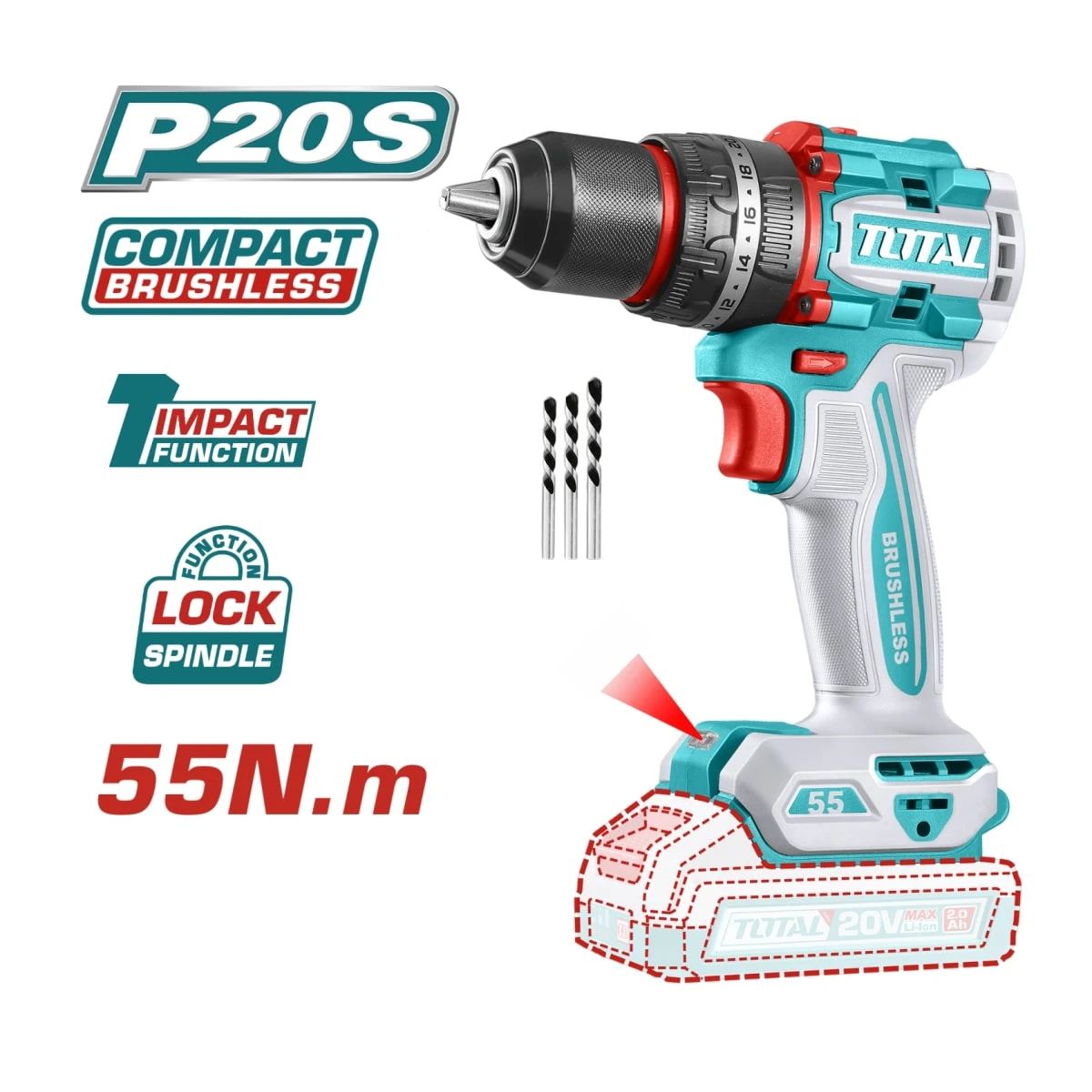 TAGLI76012-TIDLI205581 Mini amoladora 3" con bateria y cargador + taladro percutor 55nm total 2
