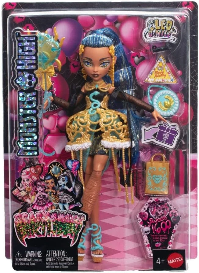 Muñeca de cumpleaños aterradora y dulce de Monster High, Cleo De Nile