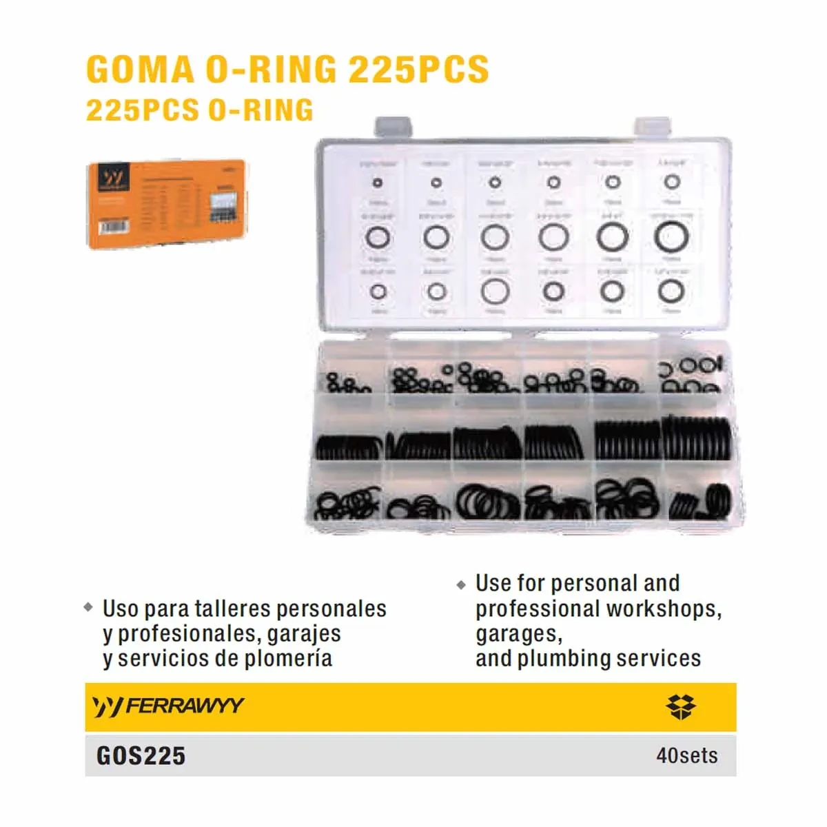 SET MALETA O RING UYUST de 225 PZS 